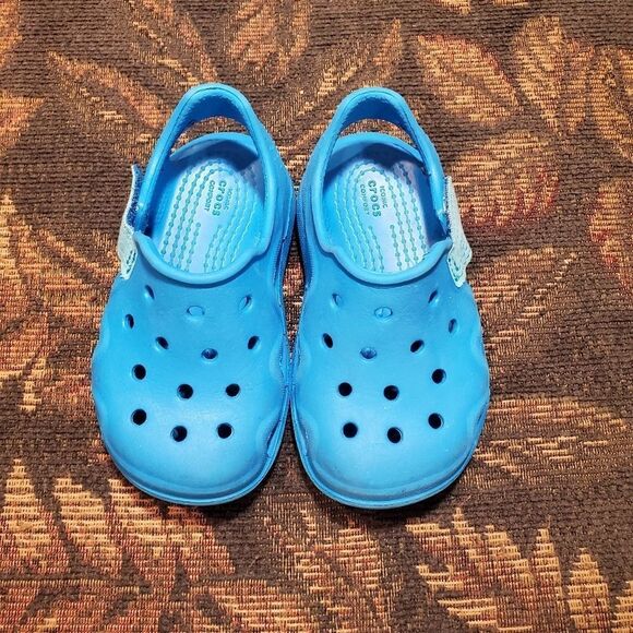 CROCS Blue Swiftwater Wave Toddler Sandals - Size 7 - Picture 1 of 6
